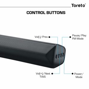 Toreto Soundblast-327, 16W Wireless Bluetooth Soundbar Speaker with Built-in Microphone(Black,TOR-327), toreto soundblast-327 specification, toreto bluetooth soundbar online price, toreto soumdblast-327 bluetooth speaker in india, toreto 327 soundbar online, toreto 327 soundbar specification, toreto bluetooth 327 features, toreto soundbar