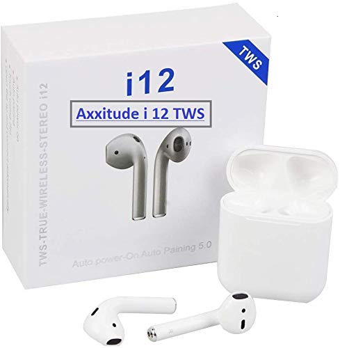 TWS i12 5.0 Wireless Earphones, White | i 12 TWS Wireless Earphone with Portable Charging Case Supporting All Smart Phones and Android Phones with Sensor