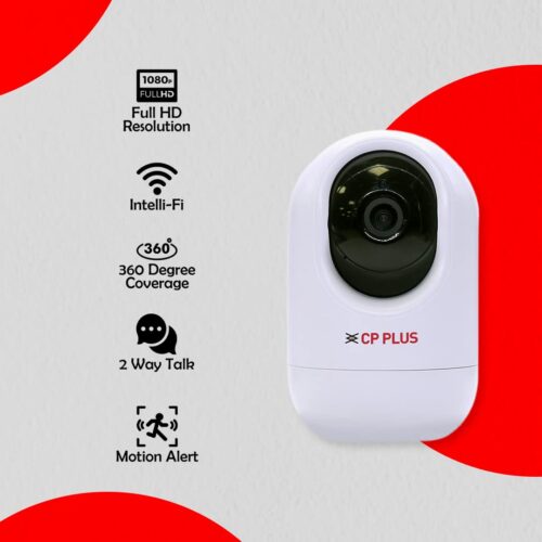 CP PLUS 2 MP Wi-Fi PT Camera. 15 Mtr. Full HD Video Camera with 360 Degree with Google and Alexa Assistance, White (CP-E24A)